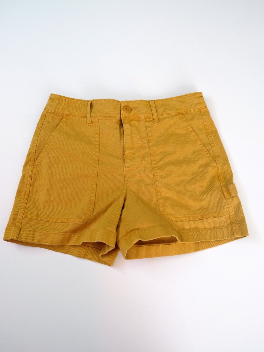 EUC J CREW Foundry Pocket Chino Shorts sz 4 Mustard Yellow Ochre Cotton